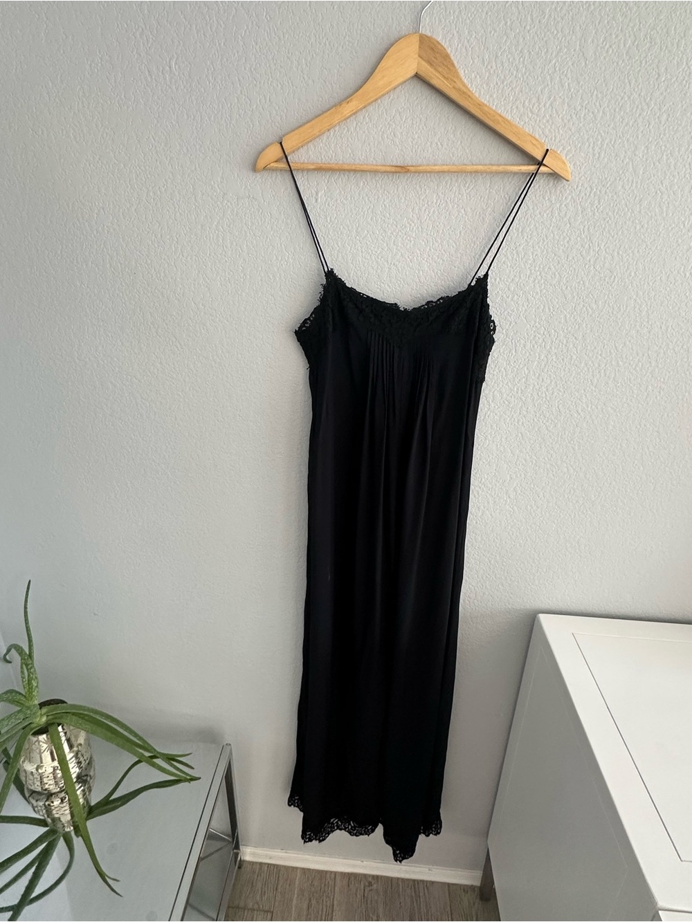 Zimmermann Black Silk Blend Lace Trim Maxi Slip Romper Size 0